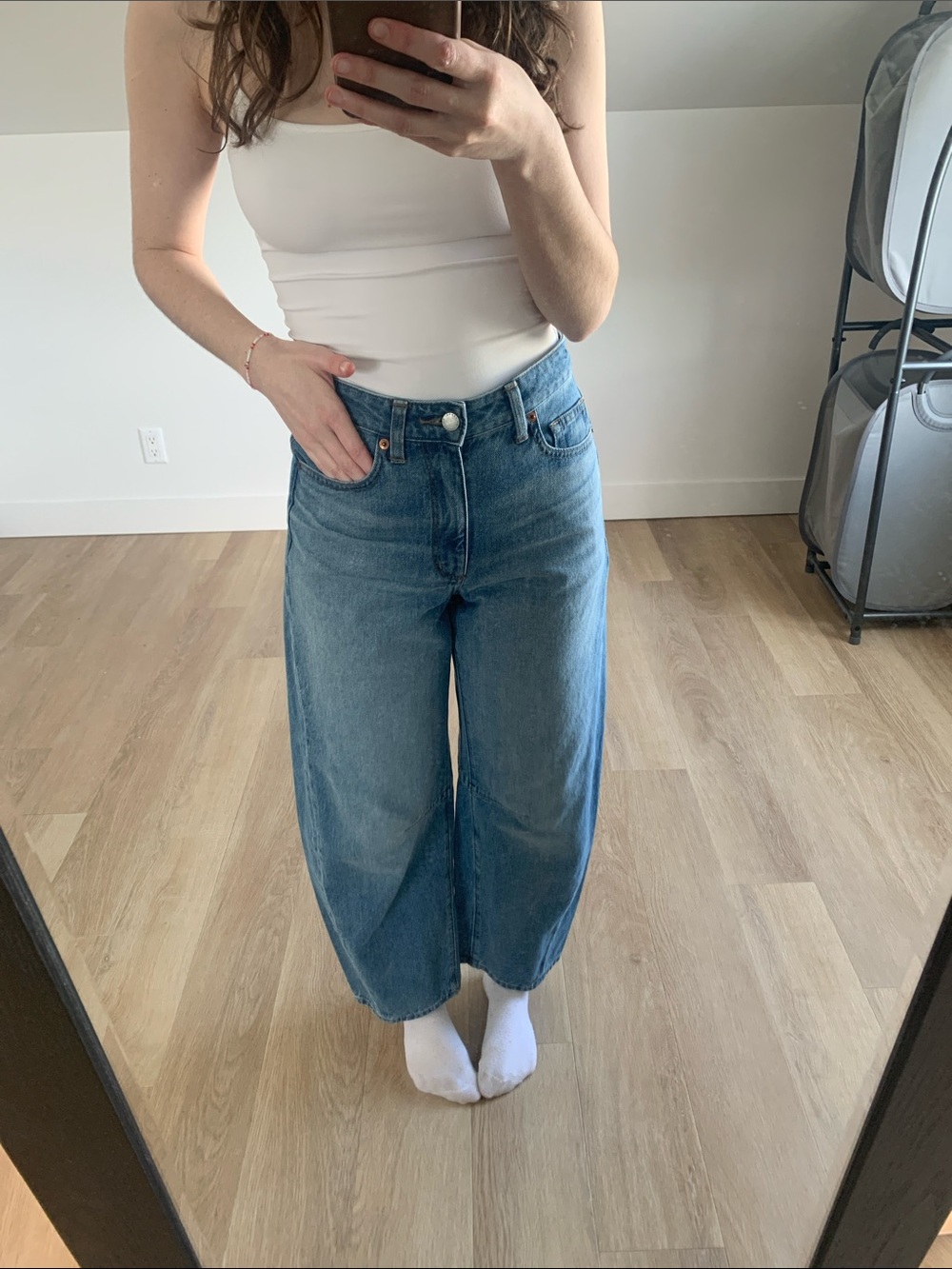 High-Rise Wide-Leg Jeans in Medium Blue Denim